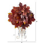 Nearly Natural 20" Autumn Maple Leaf Artificial Plant in Metal Planter (P1545-BG)
