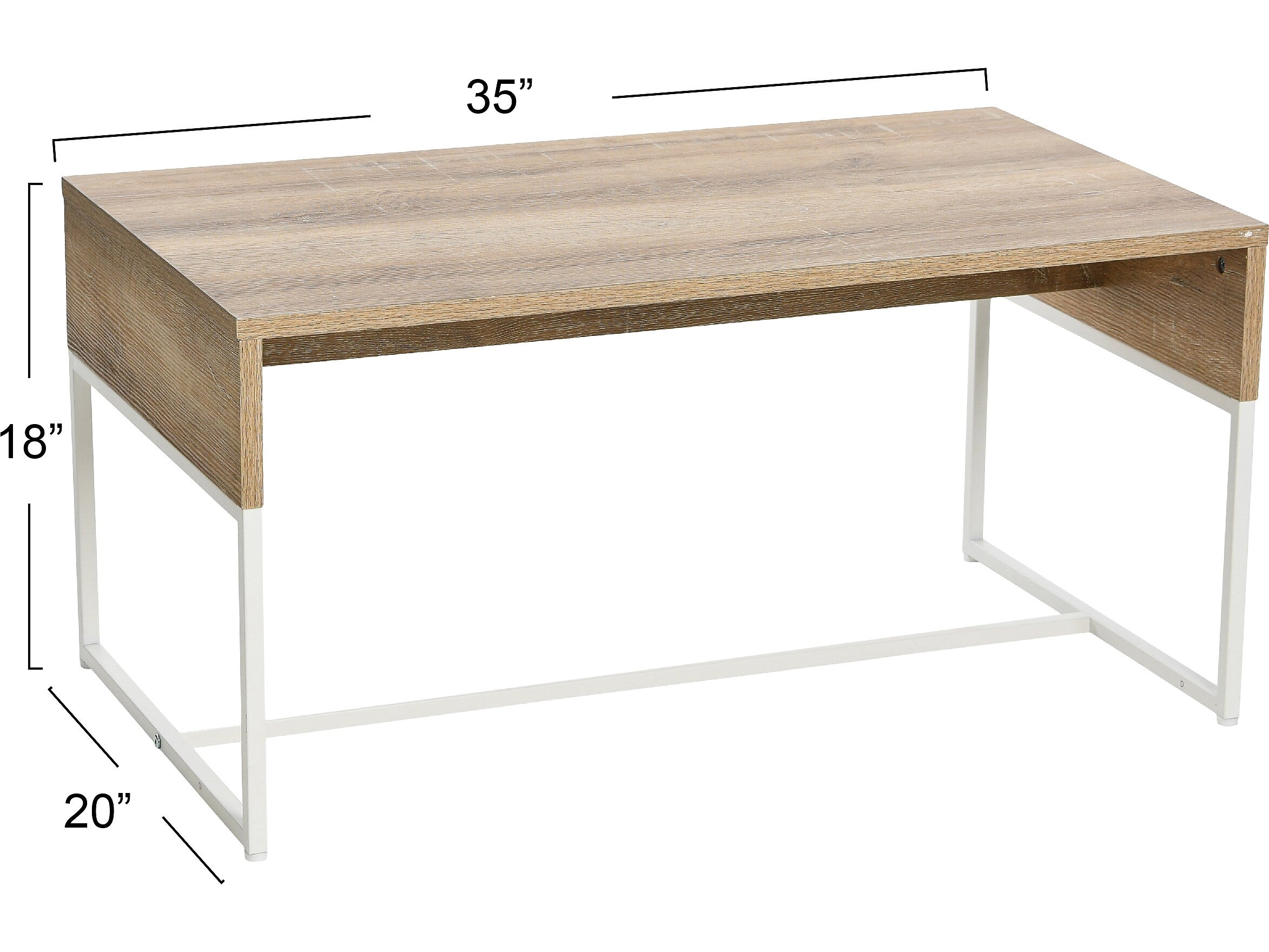 Household Essentials Wrap 35"W x 20"D Laminate Coffee Table, Coastal Oak/White (8270-1)