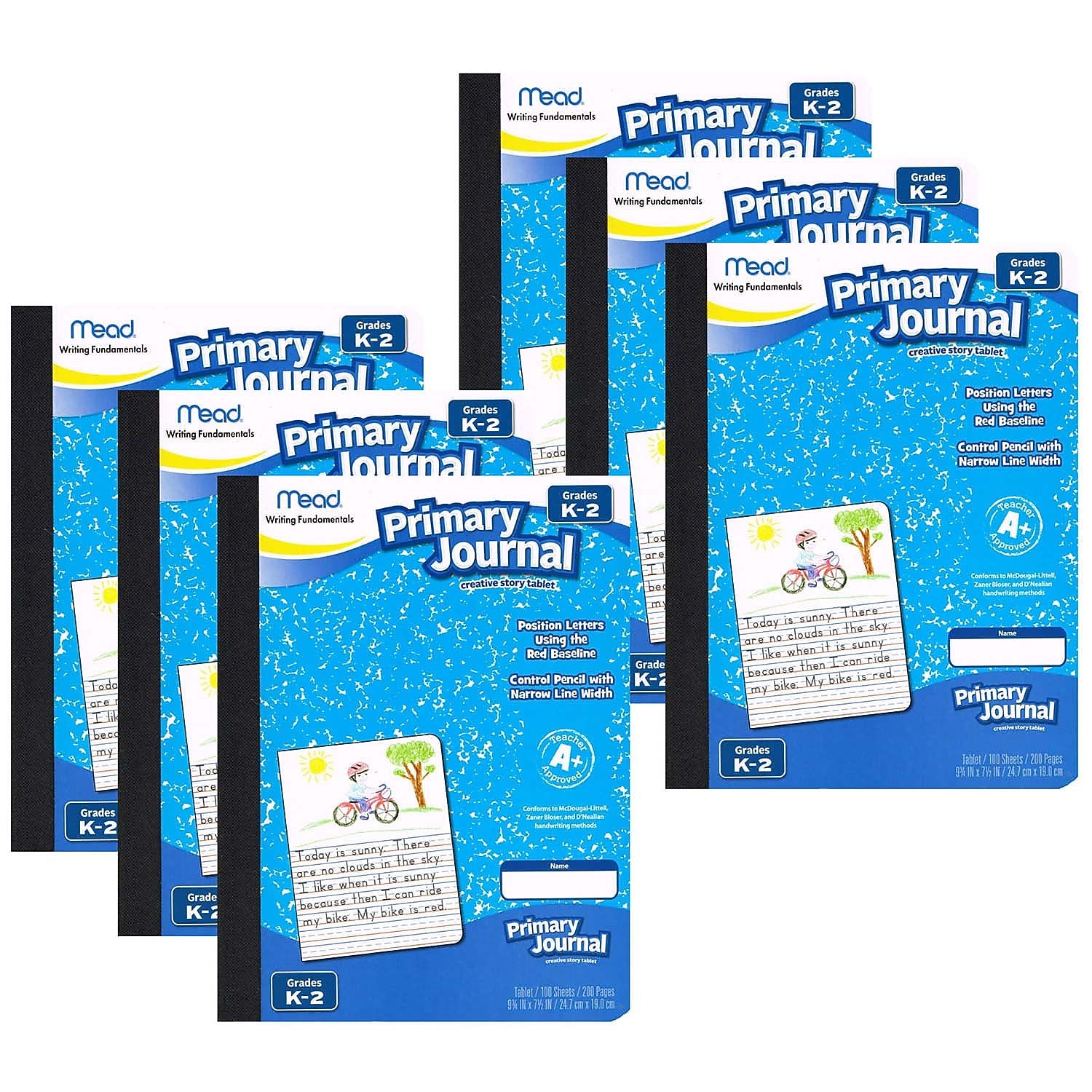 Mead Primary Journal, 7.5" x 9.5", Blue, 100 Pages, 6/Bundle (MEA09554-6)