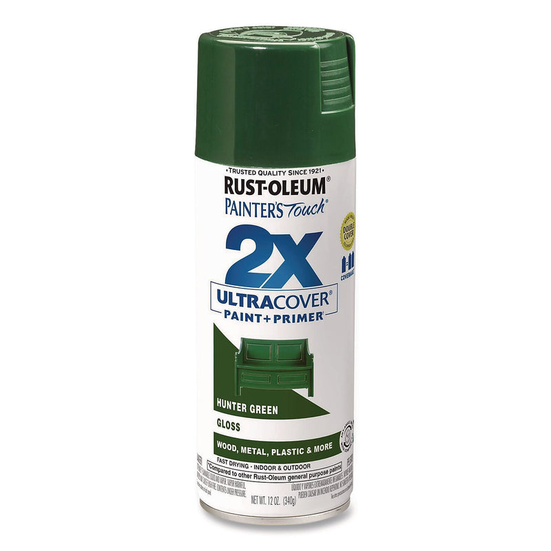 Rust-Oleum Painter's Touch 2X Ultra Cover Spray Paint, Hunter Green, 12 oz., 6/Carton (334034)
