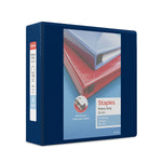 Staples Heavy Duty 4" 3-Ring View Binder, D-Ring, Navy Blue (ST60406-CC)