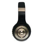SERENITY Stereo Wireless Headphones with Microphone, 3 ft Cord, Black/Gold