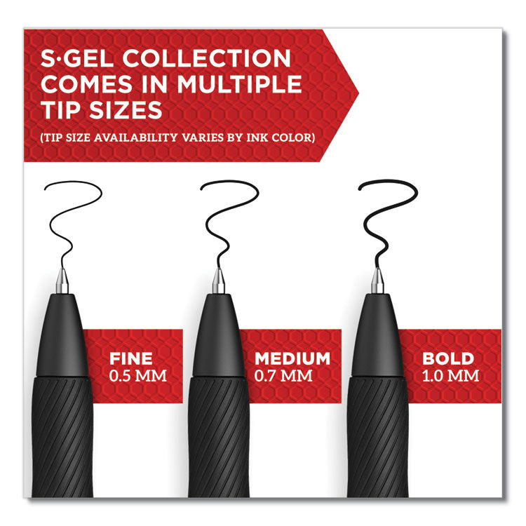 S-Gel High-Performance Gel Pen, Retractable, Medium 0.7 Mm, Blue Ink, Black Barrel, 4/pack