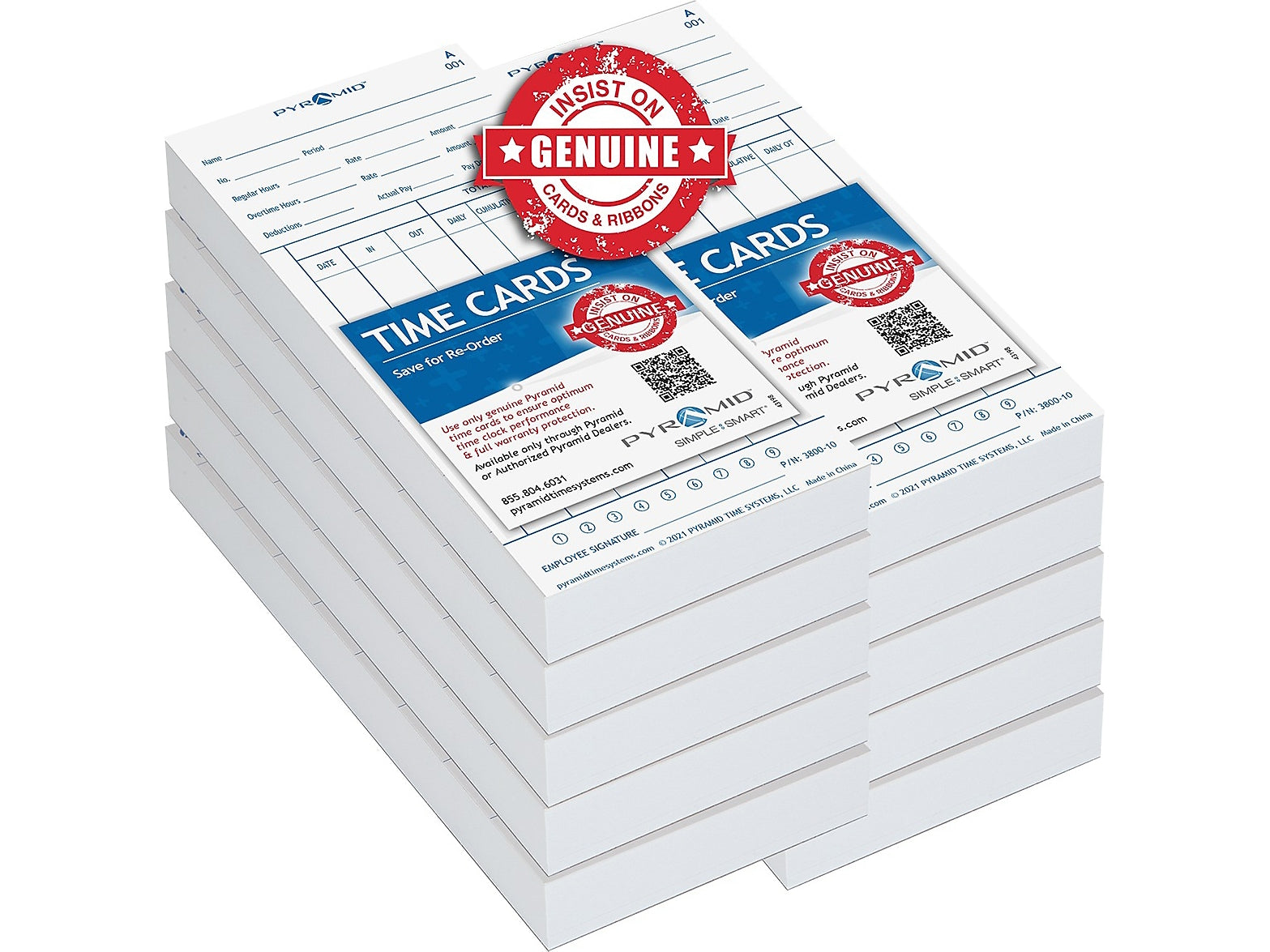 Pyramid Time Cards for 3800 Time Clock, 1000/Pack (3800-10MB)