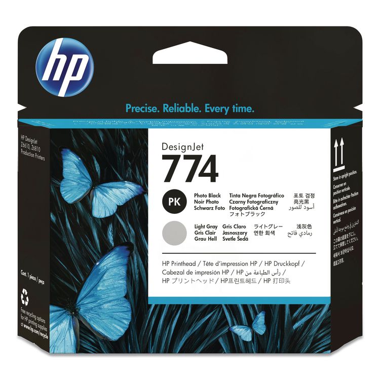 HP 774 (P2W00ACT) Light Gray/Photo Black Printhead, 24/Carton