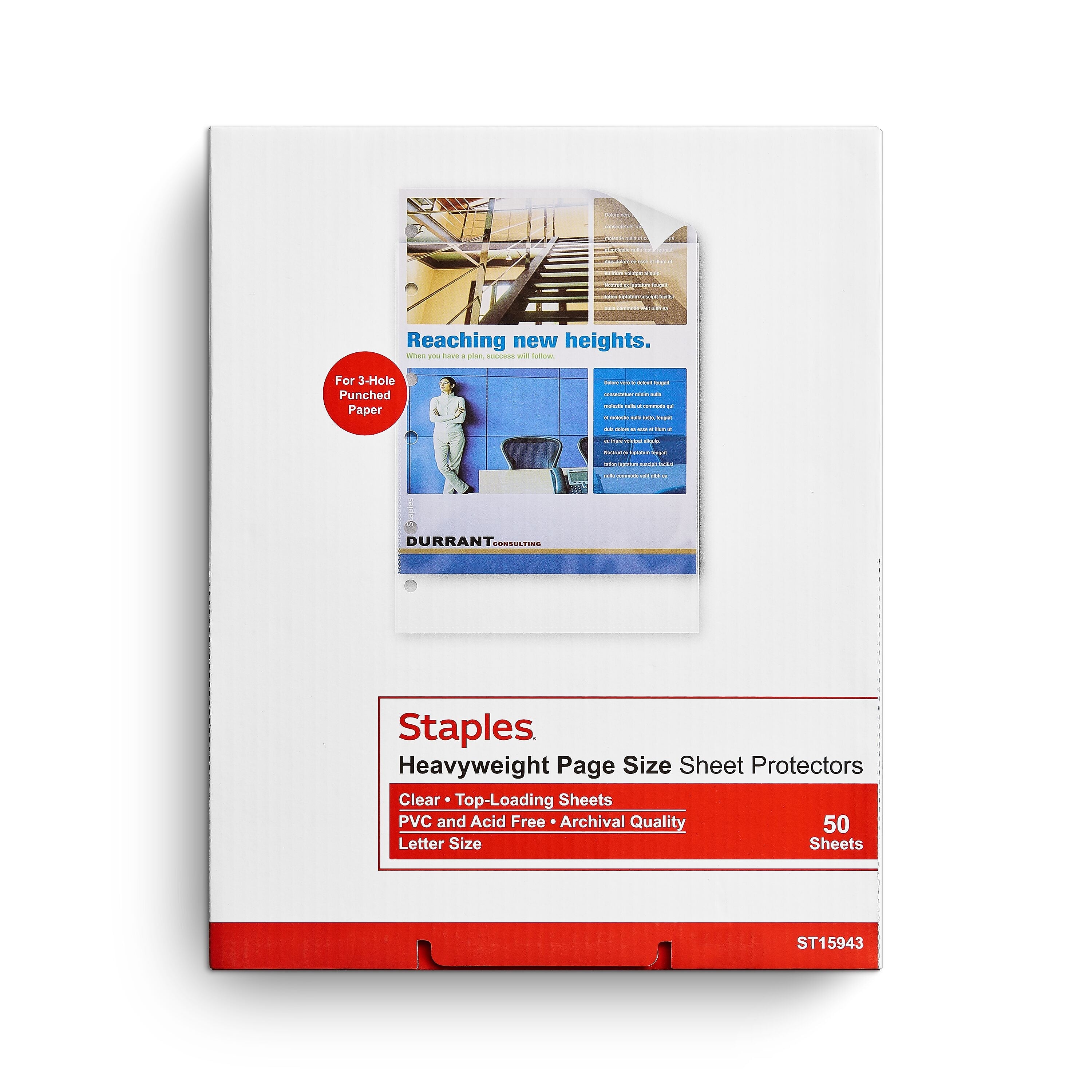 Staples Heavyweight Sheet Protector, 8.5" x 11", Clear, 50/Box (15943-CC)