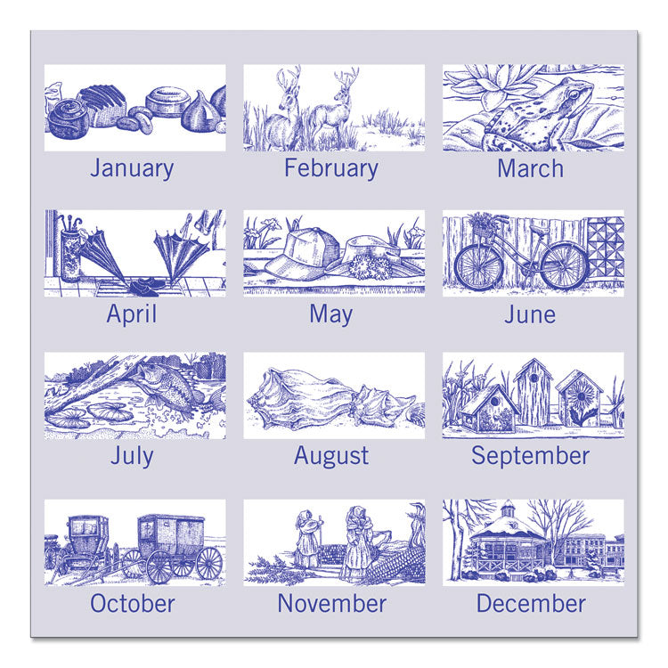 Illustrator's Edition Wall Calendar, Victorian Illustrations Artwork, 12 x 12, White/Blue Sheets, 12-Month (Jan to Dec): 2025