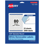 Avery Laser/Inkjet Round Multipurpose Labels, 0.75" Dia., 2000 Labels/Pack  (94504)