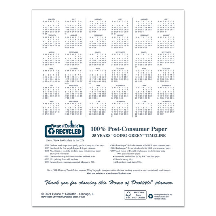 Recycled Ruled 14-Month Planner with Leatherette Cover, 11 x 8.5, Black Cover, 14-Month: Dec 2024 to Jan 2026