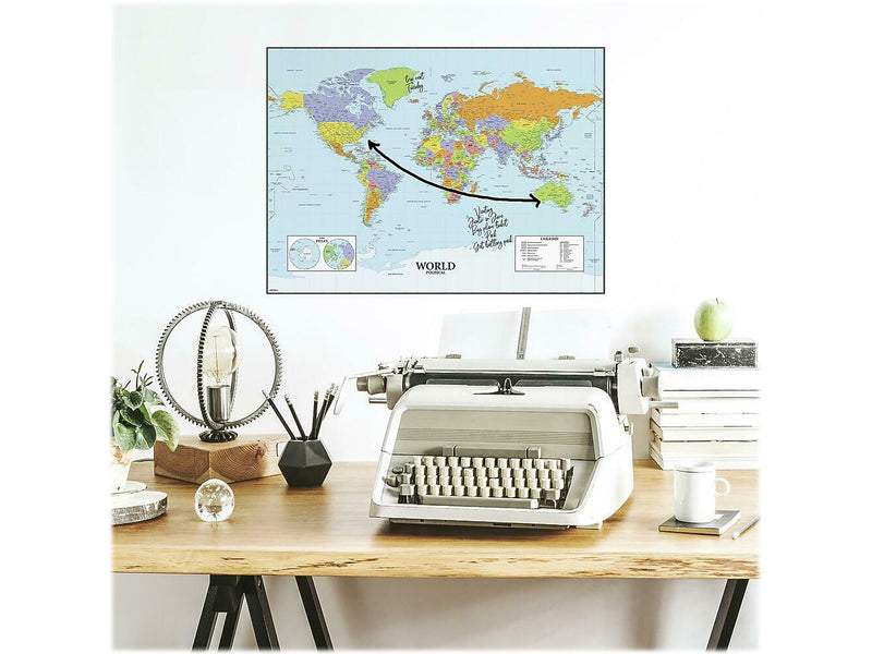 RoomMates Map of the World Contemporary Wall Decal, Geography (RMK4285GM)
