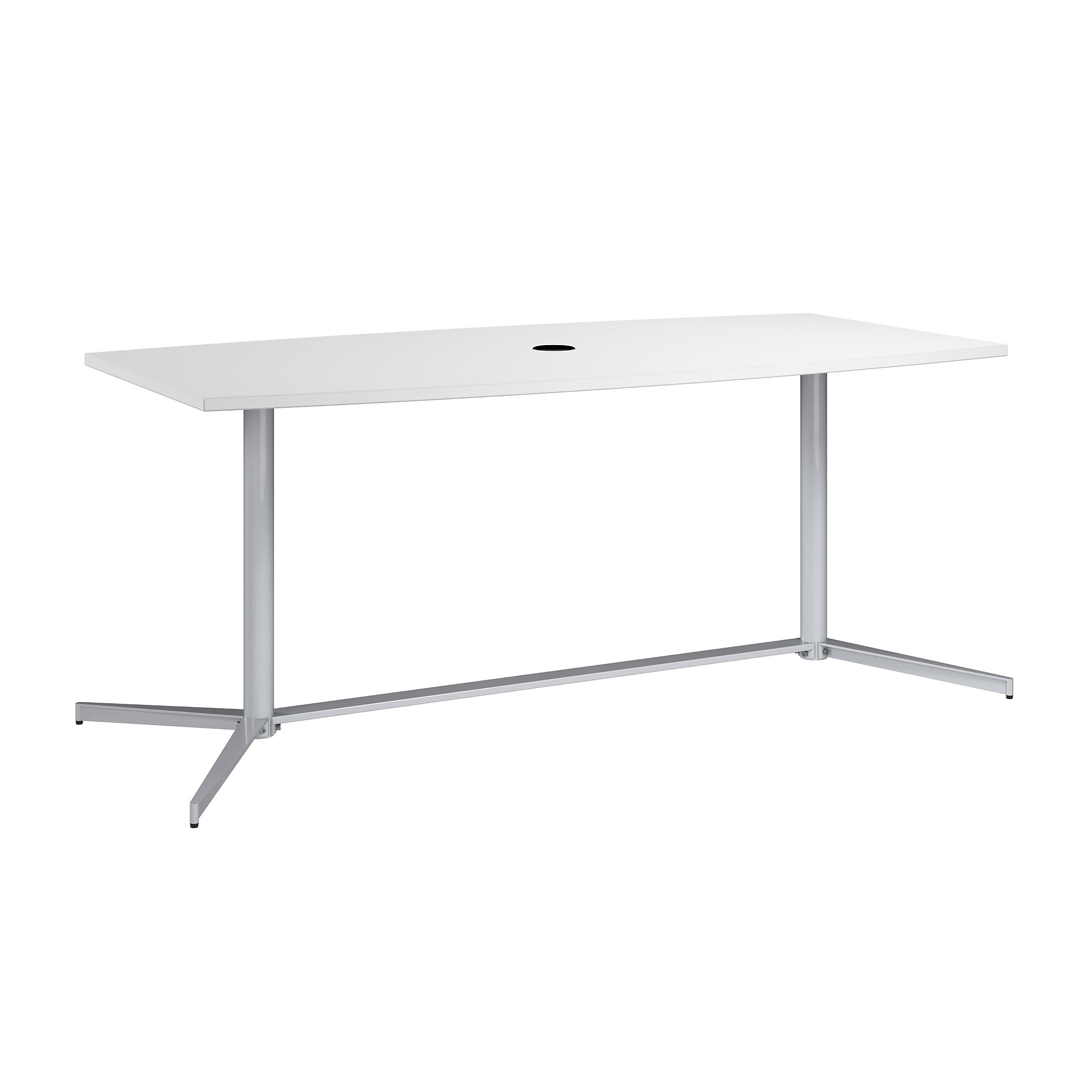 Bush Business Furniture 72"W x 36"D Boat Shaped Conference Table, White (99TBM72WHSVK)