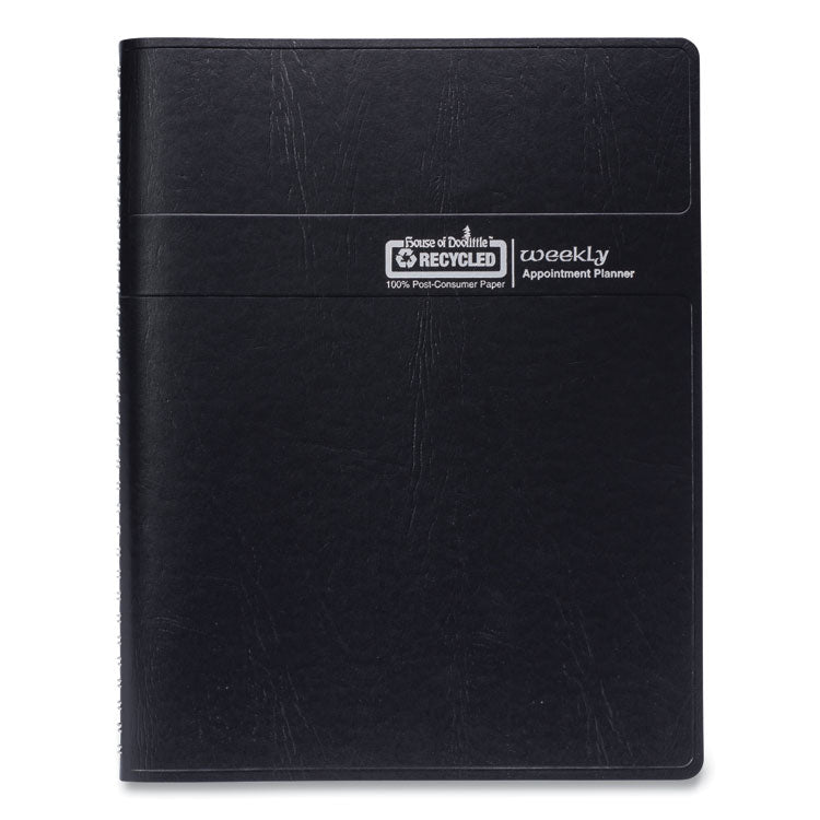 Recycled Weekly Appointment Book Ruled without Appointment Times, 8.75 x 6.88, Black Cover, 12-Month (Jan to Dec): 2025