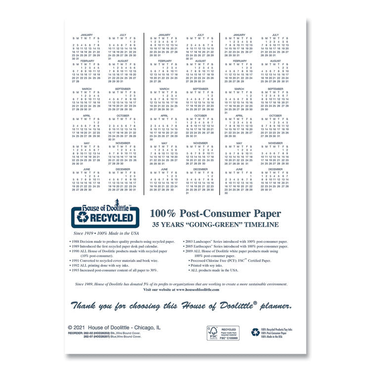 14-Month Recycled Ruled Monthly Planner, 11 x 8.5, Blue Cover, 14-Month: Dec 2024 to Jan 2026
