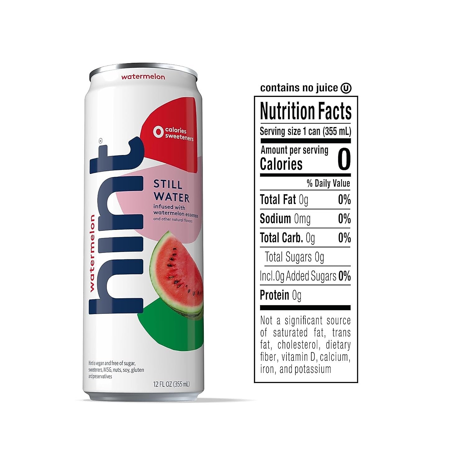 Hint Watermelon Flavored Purified Water, 12 fl. oz., 24 Cans/Carton (HNT02226)
