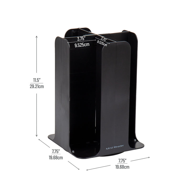 Mind Reader 4-Compartment Cup and Lid Carousel Coffee Countertop Organizer, Black (CDISP-BLK)