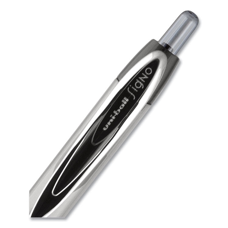 Signo 207 Needle Point Gel Pen, Retractable, Medium 0.7 mm, Black Ink, Smoke/Black Barrel, 4/Pack