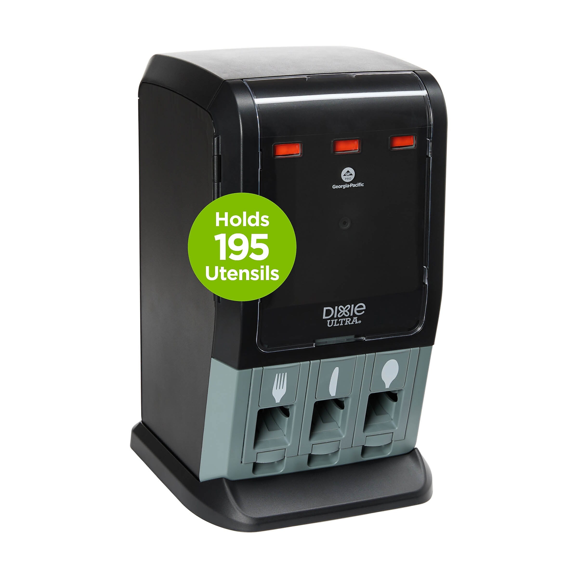 Dixie Ultra SmartStock Tri-Tower Cutlery Station Mini Plastic Dispenser, Heavy-Weight, Black (DUSSTDSP3MINI)