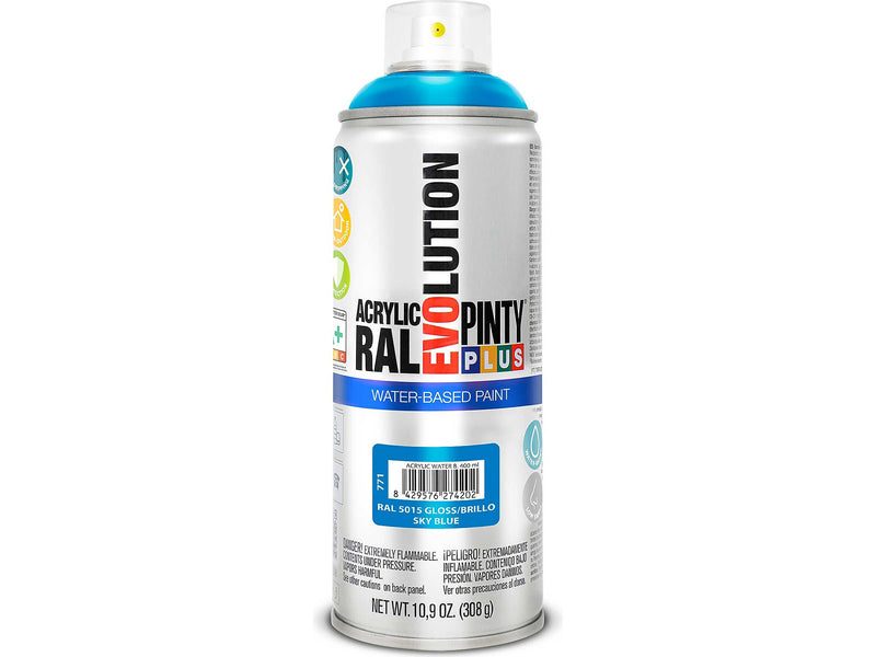 Pintyplus Evolution Water-Based Spray Paint, Sky Blue, 10.9 oz., 6/Pack (NOV 771-CS)