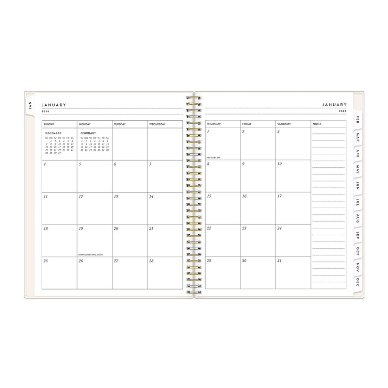 2026 Blue Sky Bespoke Letterpress Cream Hearts 8.5" x 11" Calendar Year Weekly & Monthly Planner, Plastic Cover (156227)