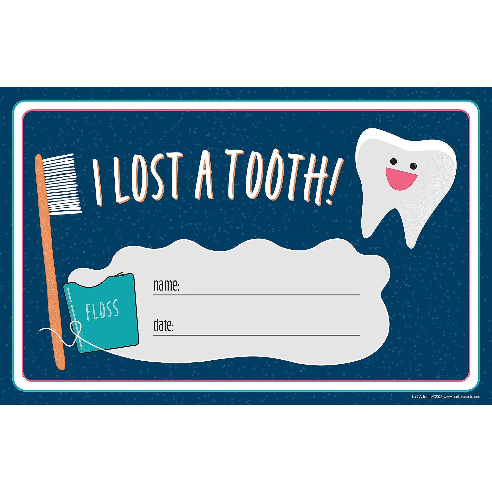 Barker Creek Lost a Tooth Awards & Envelopes, 8.5 x 5.5", Multicolored, 180/Set (4444)