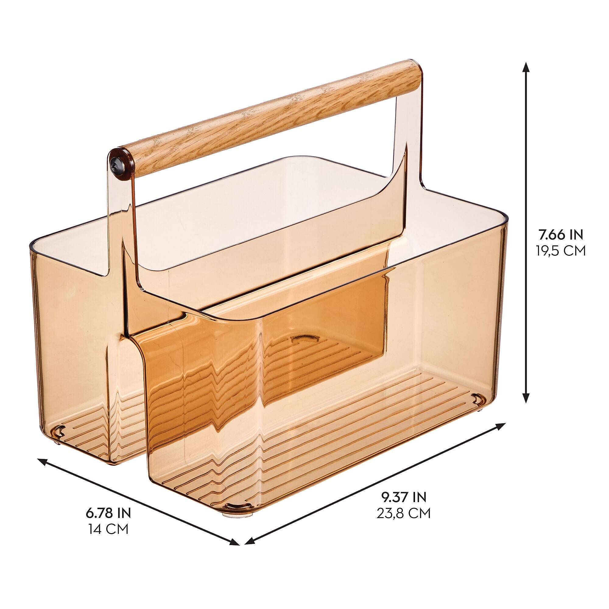 mDesign 2-Compartment Plastic Desk Organizer, Sand/Natural (26056)
