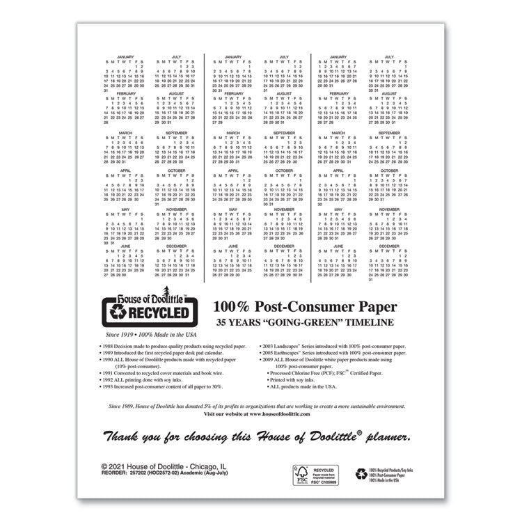 Academic Year Recycled Professional Weekly Planner, 11 x 8.5, Black Wirebound Soft Cover, 12-Month (Aug to July): 2025-2026