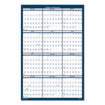 Recycled Yearly Reversible Wall Calendar Non-Laminated, 24 x 37, White/Blue Sheets, 12-Month (Jan to Dec): 2025