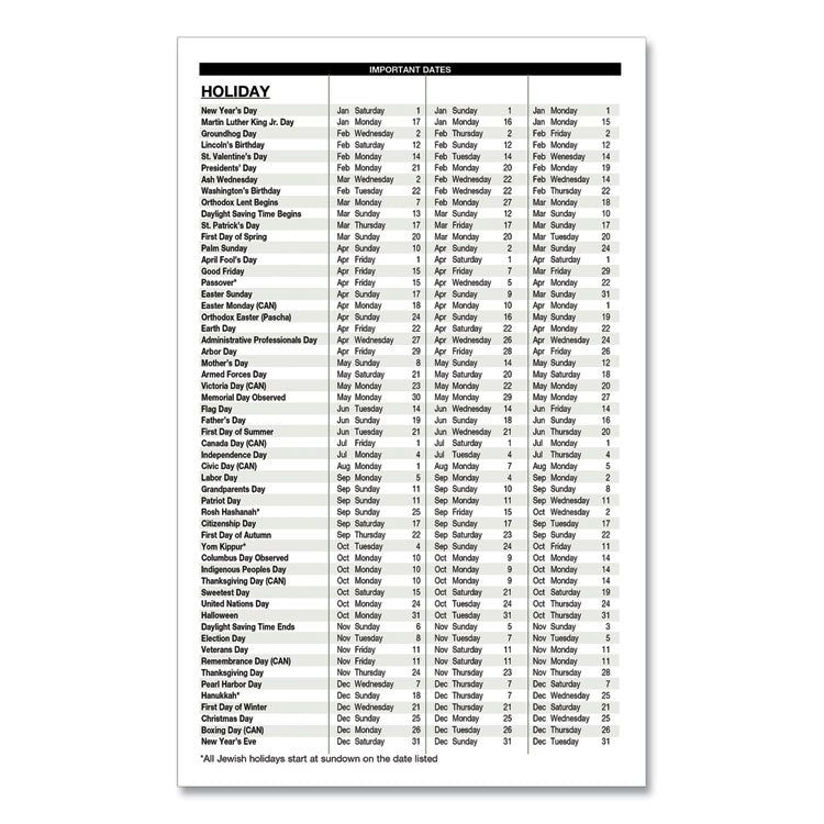 Recycled Weekly Appointment Book, 8 x 5, Black Cover, 12-Month (Jan to Dec): 2025