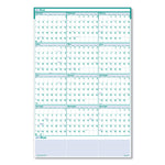 Express Track Recycled Reversible/Erasable Yearly Wall Calendar, 24 x 37, White/Teal Sheets, 12-Month (Jan to Dec): 2025