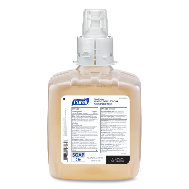 Healthcare HEALTHY SOAP 2% CHG Antimicrobial Foam Refill, For CS6 Dispensers, Fragrance-Free, 1,200 mL, 2/Carton
