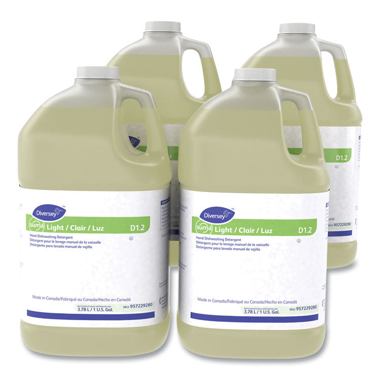 Suma Light D1.2 Hand Dishwashing Detergent, Citrus, 1 Gal Container, 4/carton