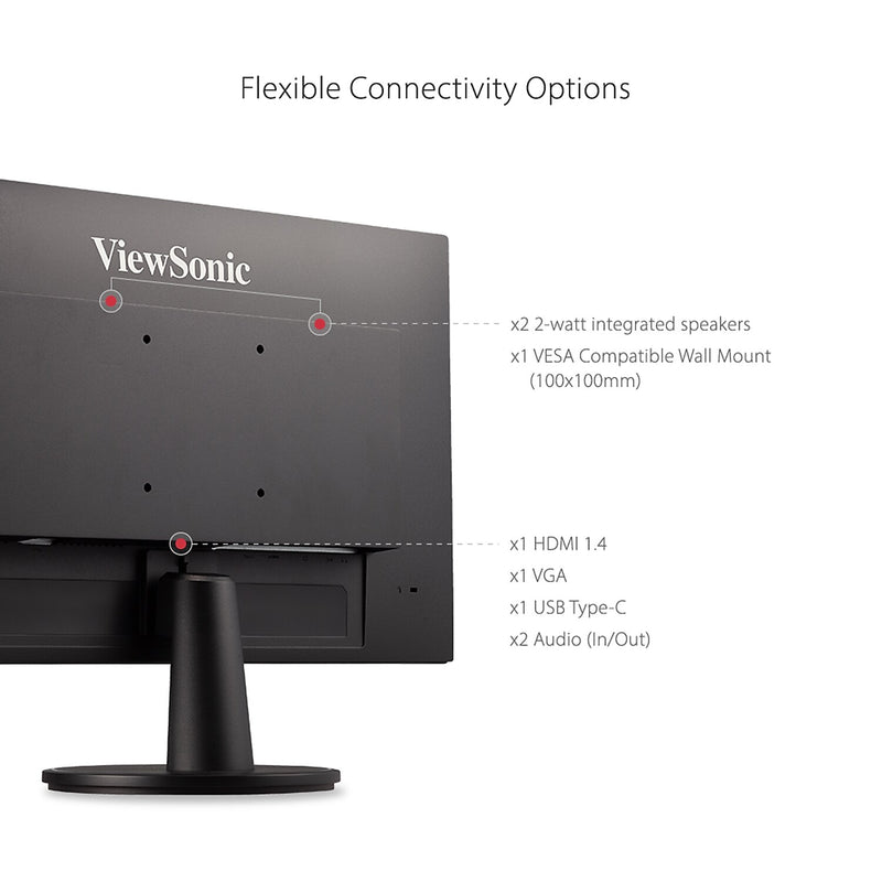 ViewSonic 24" 100 Hz LED USB-C Monitor, Black (VA2447-MHU)