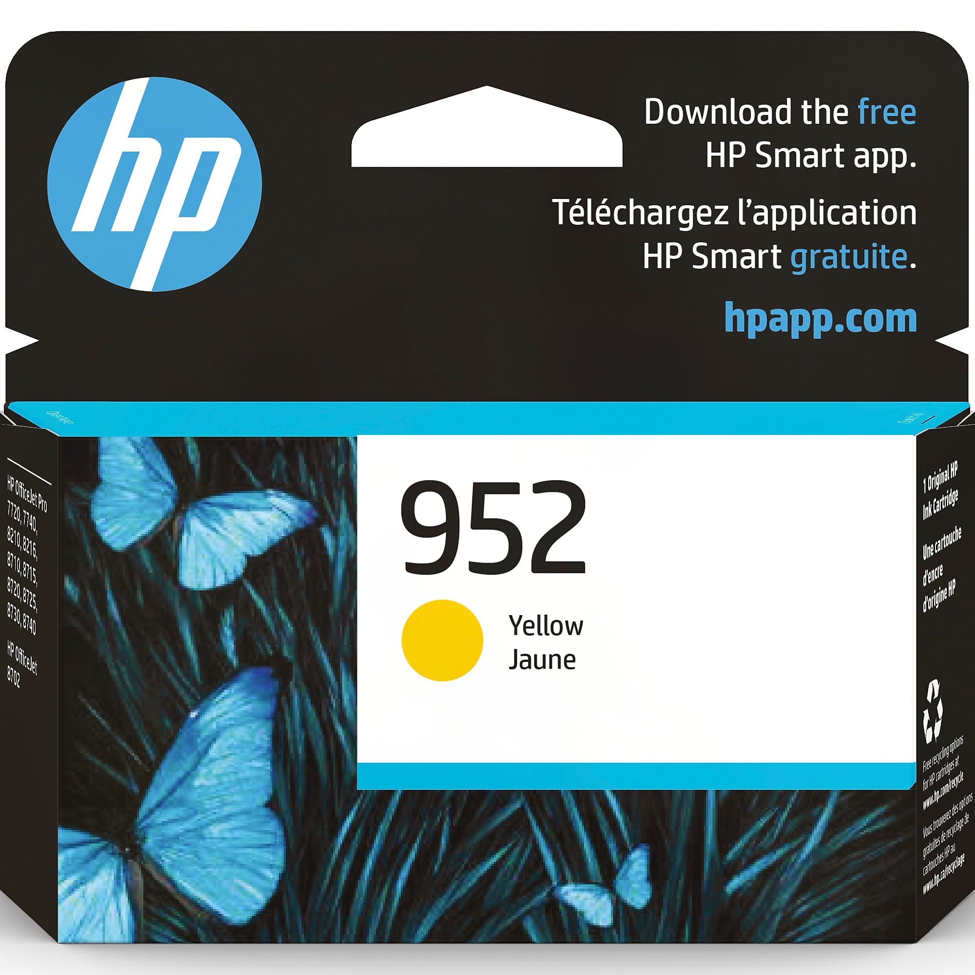 HP 952 Yellow Standard Yield Ink Cartridge, Prints up to 630 Pages (L0S55AN#140)