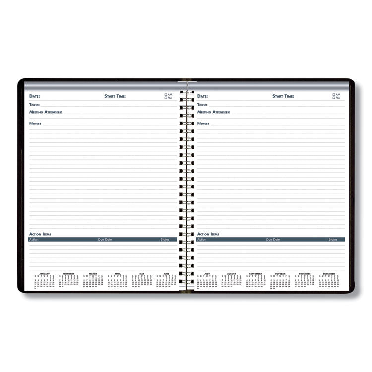 Recycled Meeting Note Planner, 11 x 8.5, Black Cover, 12-Month (Jan to Dec): 2025