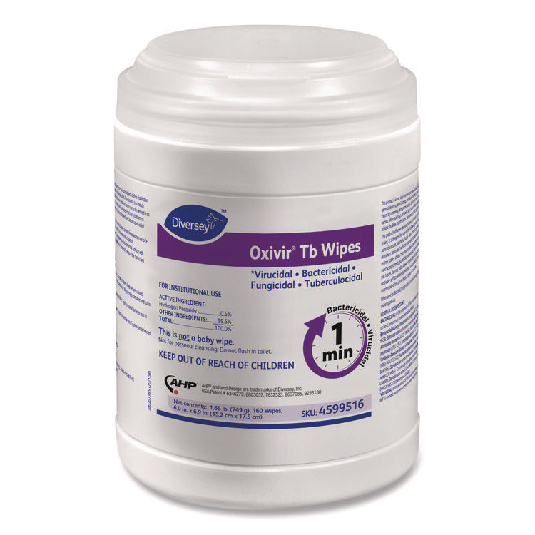 Oxivir TB Disinfectant Wipes, 7 x 6, White, 160/Canister, 12 Canisters/Carton