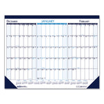 Three Month Desk Pad, 22 x 17, White/Blue/Teal Sheets, Blue Binding, Blue Corners, 14-Month: Dec 2024 to Jan 2026