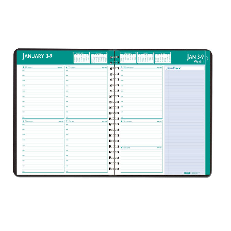 Express Track Recycled Weekly Appointment Book/Monthly Planner, 11 x 8.5, Black Cover, 13-Month: Jan 2025 to Jan 2026
