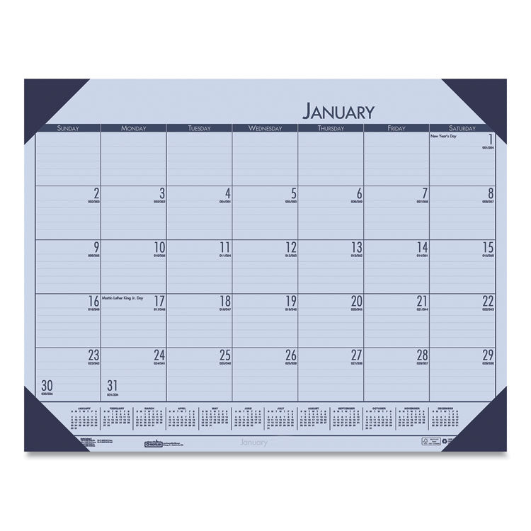 EcoTones Recycled Monthly Desk Pad Calendar, 22 x 17, Sunset Orchid Sheets, Cordovan Corners, 12-Month (Jan to Dec): 2025