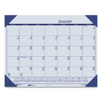 EcoTones Recycled Monthly Desk Pad Calendar, 18.5 x 13, Ocean Blue Sheets/Corners, Black Binding, 12-Month (Jan to Dec): 2025