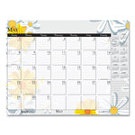 Recycled Desk Pad Calendar, Wild Flowers Artwork, 18.5 x 13, White Sheets, Black Binding/Corners,12-Month (Jan-Dec): 2025