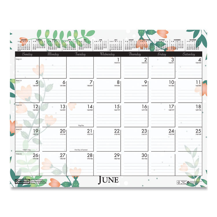 Recycled Wild Flower Wall Calendar, Wild Flowers Artwork, 15 x 12, White/Multicolor Sheets, 12-Month (Jan to Dec): 2025