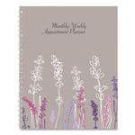 Recycled Wild Flower Weekly/Monthly Planner, Wild Flowers Artwork, 9 x 7, Gray/White/Purple Cover, 12-Month (Jan-Dec): 2025