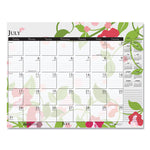 Recycled Desk Pad Calendar, Wild Flowers Artwork, 18.5 x 13, White Sheets, Black Binding/Corners,12-Month (Jan-Dec): 2025