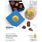 Round Labels, Inkjet Printers, 2" dia, Gold, 12/Sheet, 8 Sheets/Pack