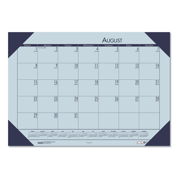 EcoTones Recycled Academic Desk Pad Calendar, 18.5 x 13, Orchid Sheets, Cordovan Corners, 12-Month (Aug to July): 2025-2026