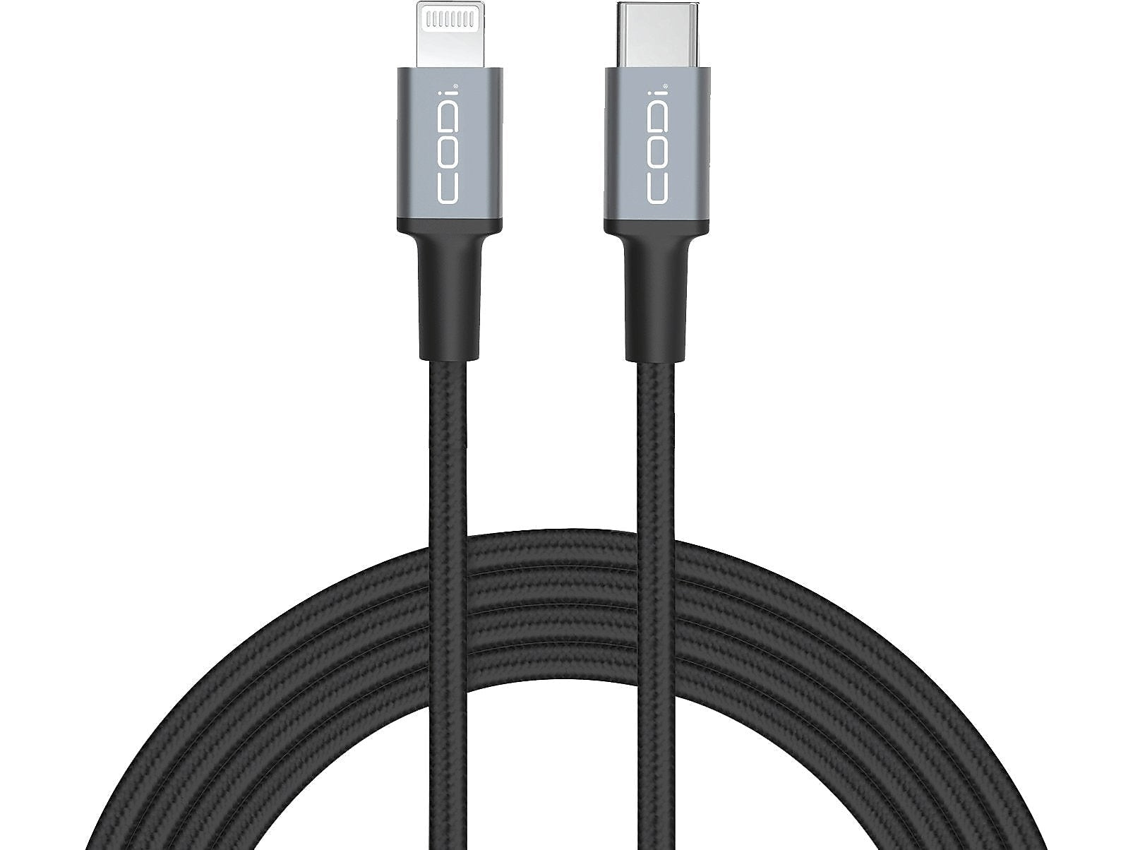 CODi Braided Lightning to USB-C Charging Cable, 6 ft, Black (A01072)