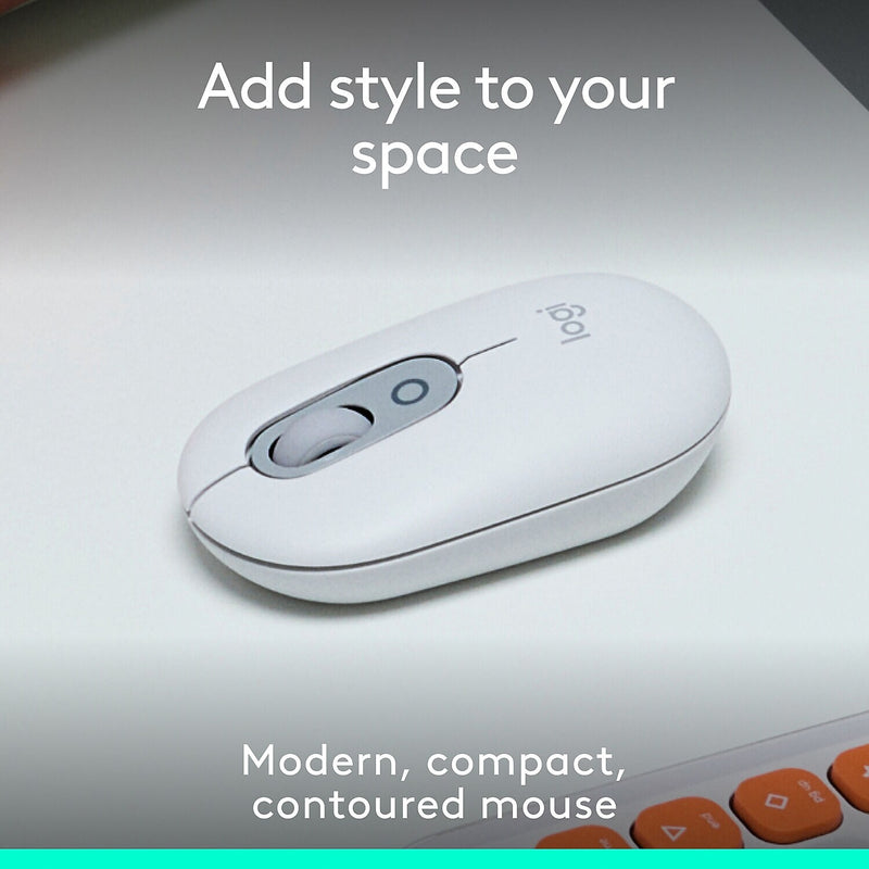 Logitech POP Wireless Ambidextrous Optical Mouse, Off White (910-007408)