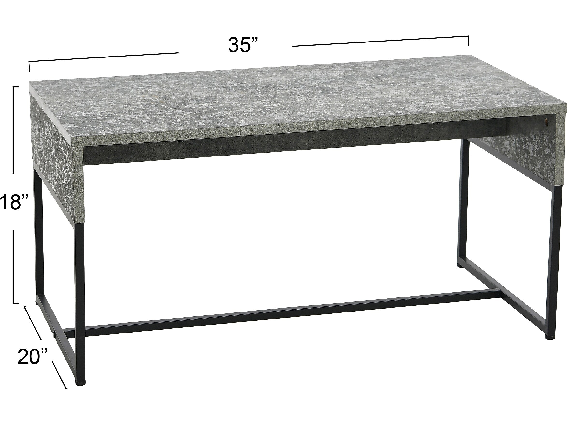 Household Essentials Wrap 35"W x 20"D Laminate Coffee Table, Rustic Slate Concrete/Black (8271-1)