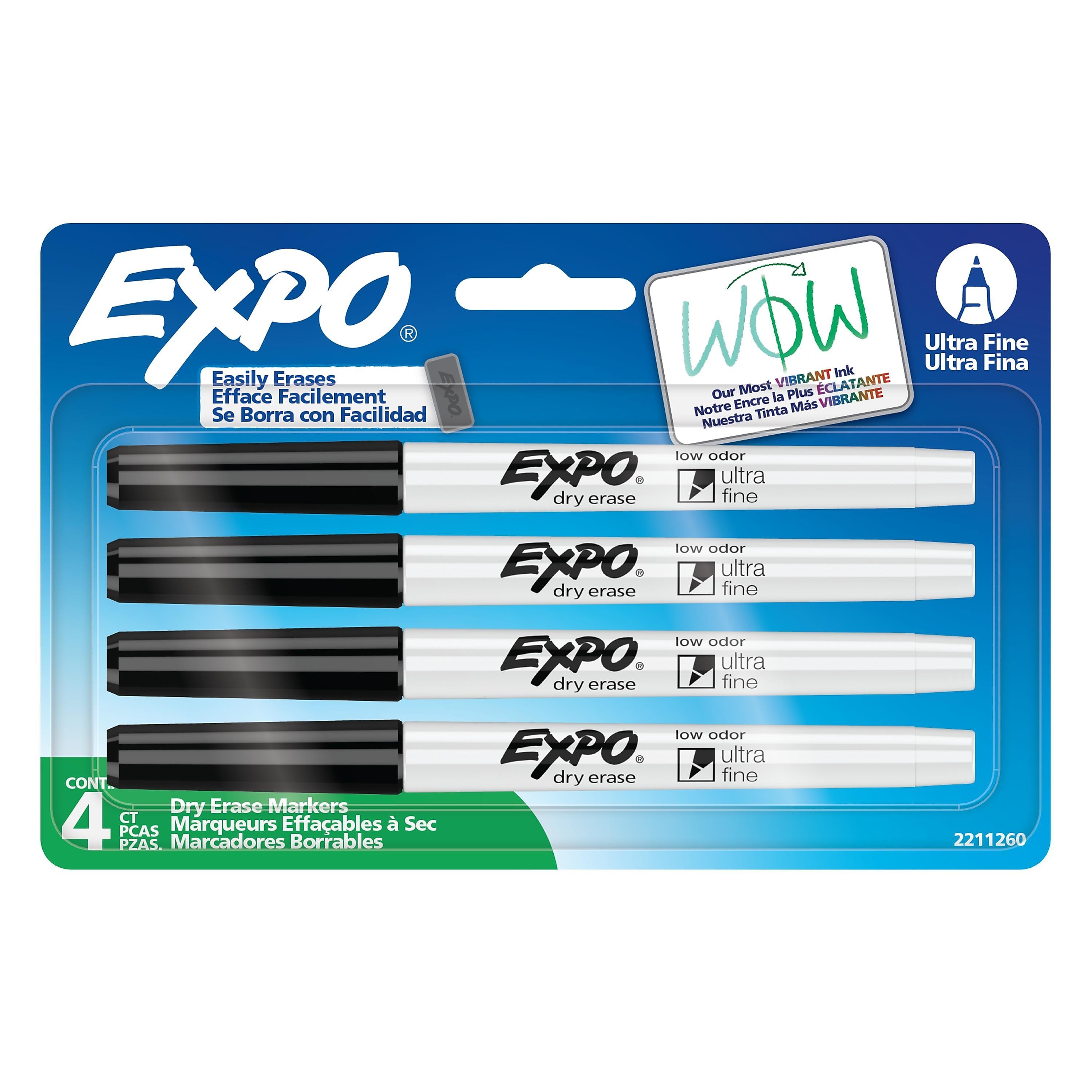Expo Dry Erase Markers, Ultra Fine Tip, Black, 4/Pack (1871774)