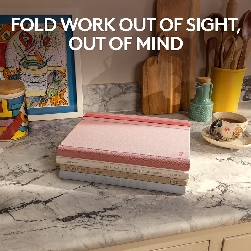 Logitech 4.41" x 11.02" Plastic Adjustable Casa Pop-Up Desk Work From Home Kit with Laptop Stand, Bohemian Blush ( 920-011237 )